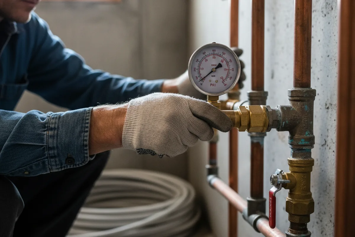 Pressure testing a repaired line during Water Line Repair in Shasta Lake